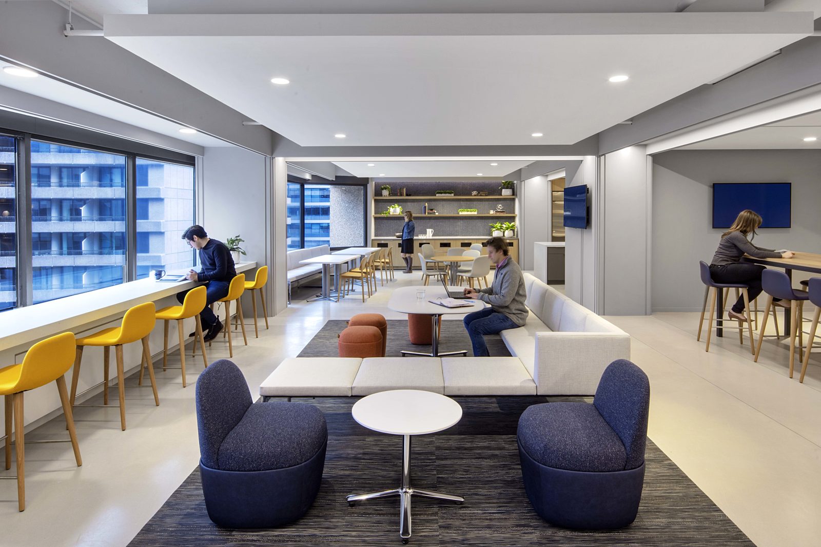 modern open-plan office with collaborative areas