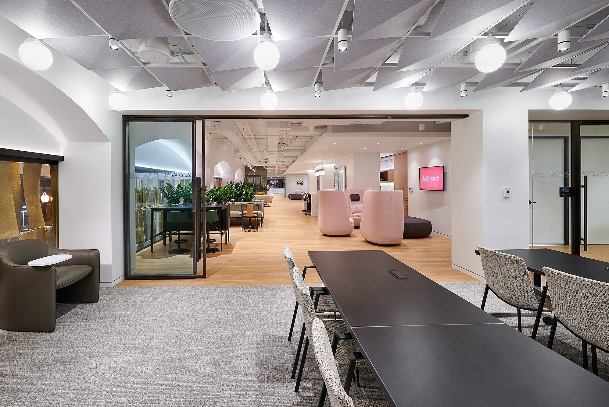 modern open-plan office with collaborative areas
