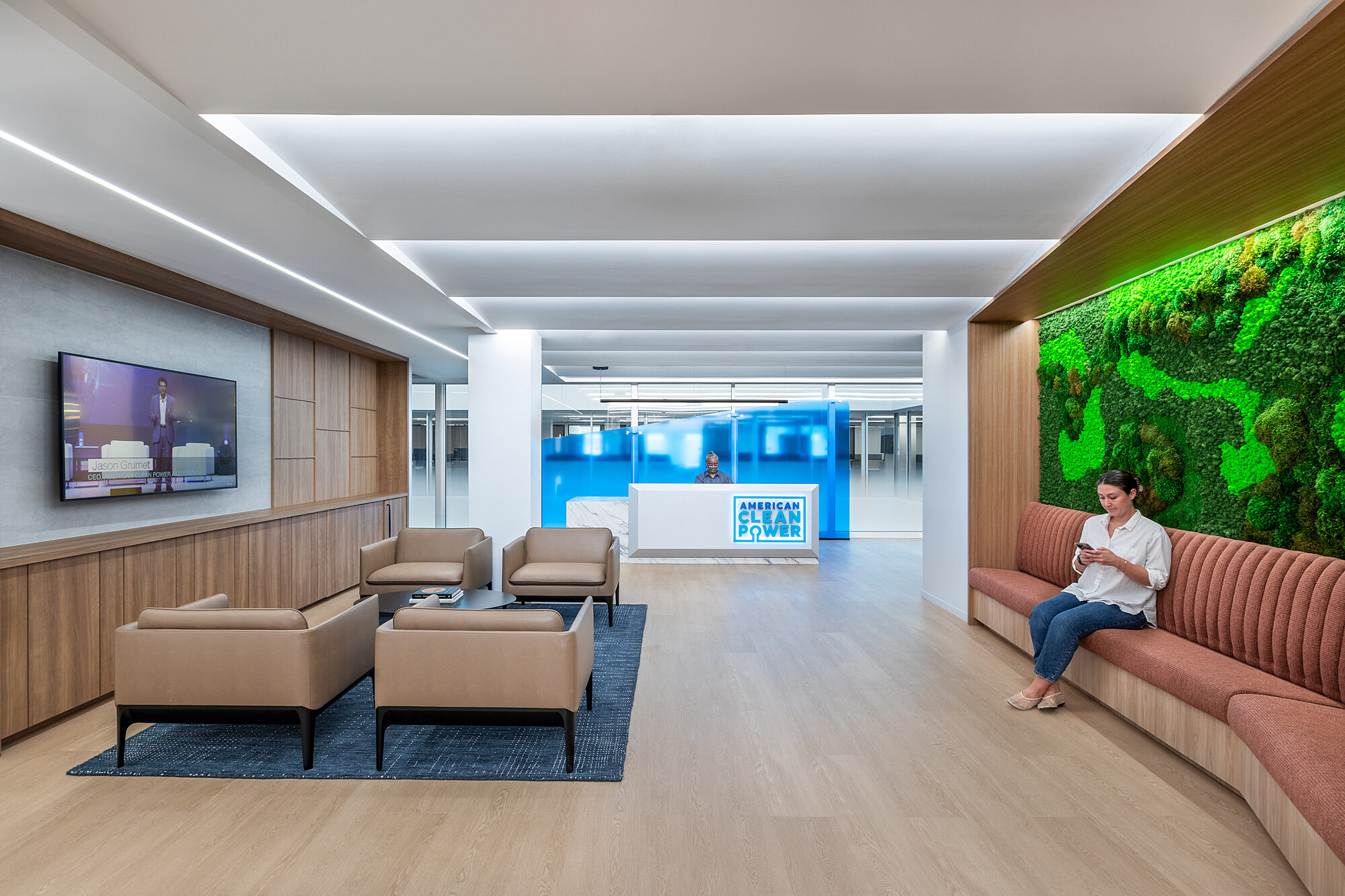 alternate view of lobby reception area with soft seating