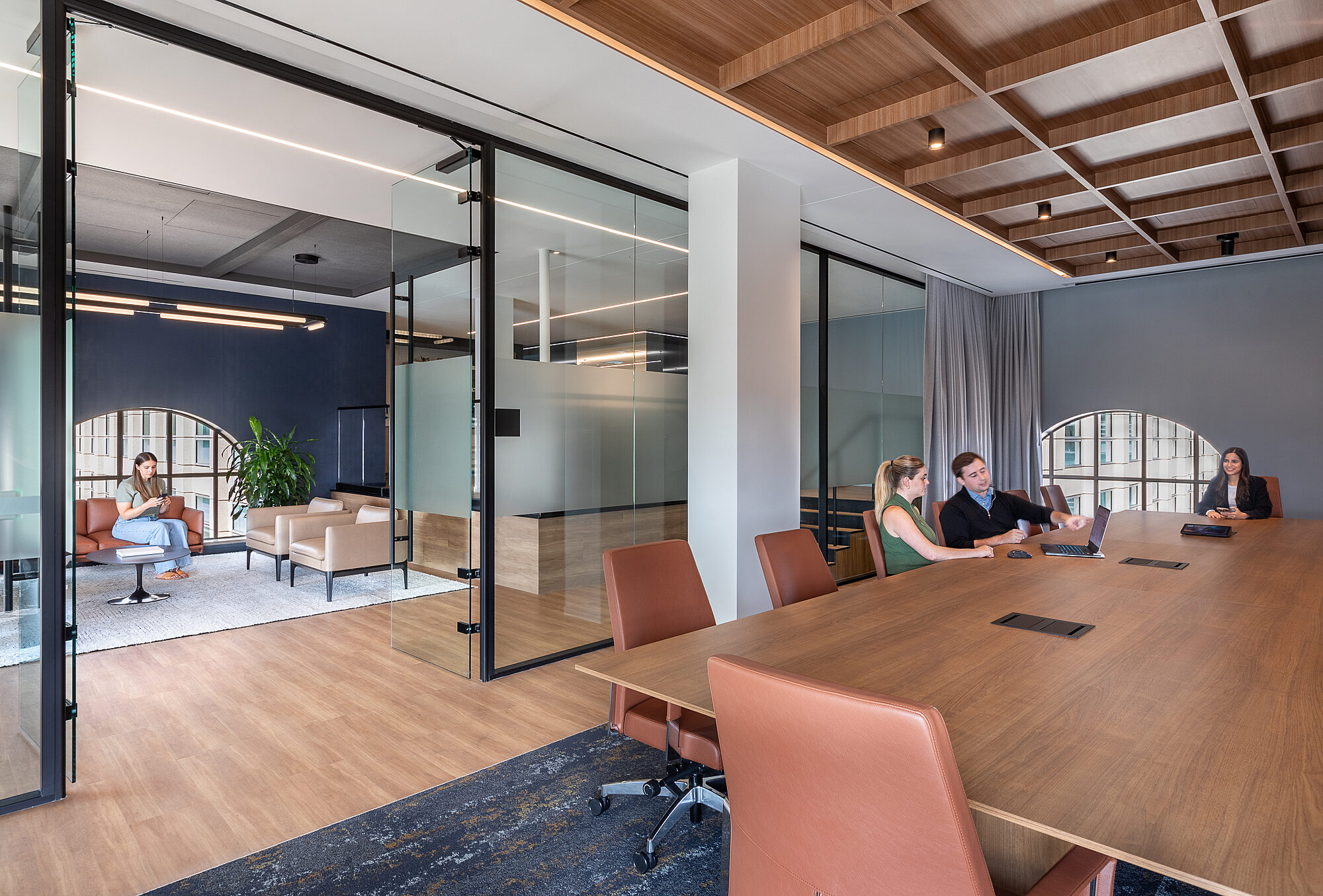 Interior shot of conference room and lounge area
