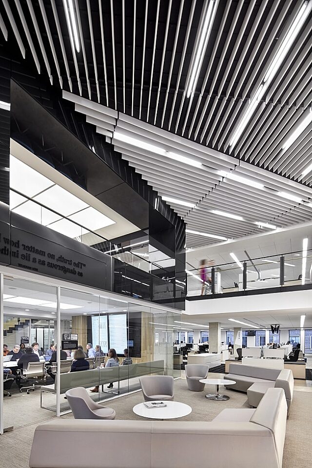 modern open-plan office with collaborative areas